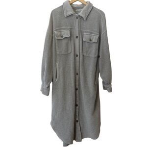 Free People Ruby Long Shacket Stone Grey Size L